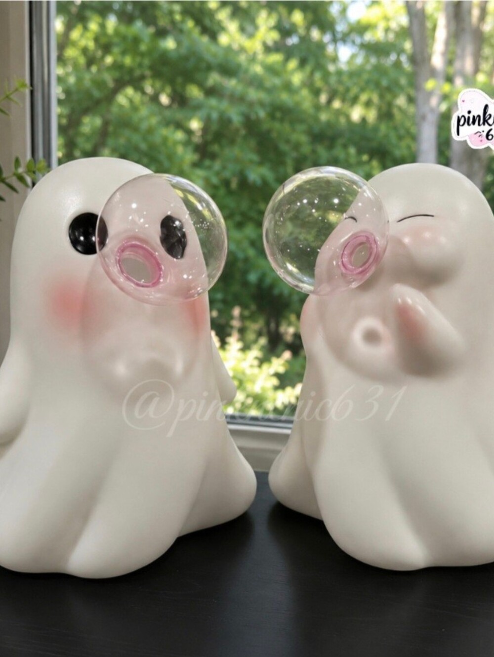 Viral Ghosts Blowing Pink Bubbles Blow Mold Halloween Decor